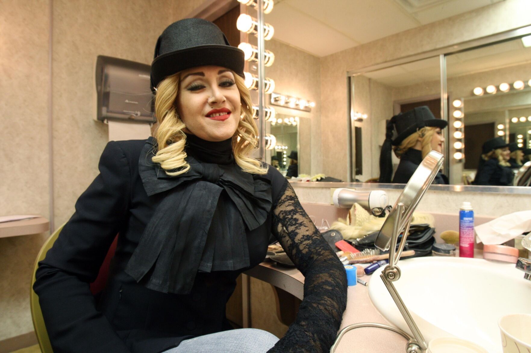 Cody Alexander being apply makeup to look like Madonna for into The Legends in concert at The Palace Theater in the Claridge Tower of Bally's Atlantic City Tuesday, July 19, 2011.